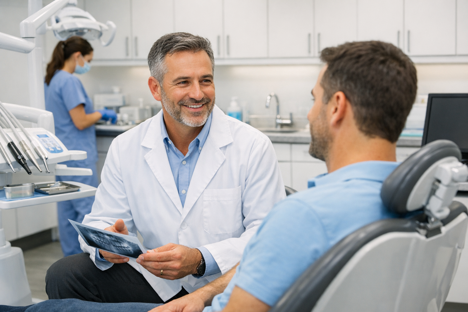 Pediatric Dentistry 2 Dentist explaining a checkup and treatment plan to a patient at a Marina del Rey family dental practice